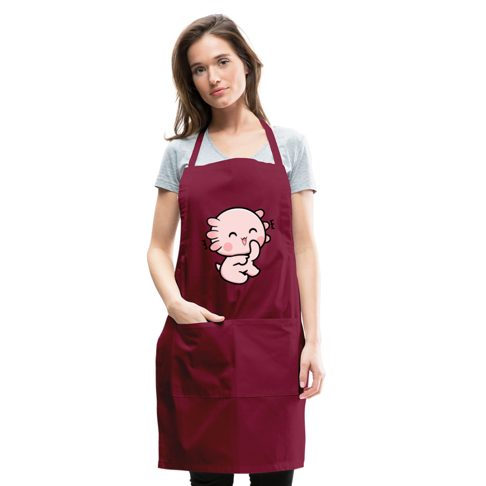 Cute Axolotl Apron Axolotl Lovers Gift Adjustable Apron - burgundy