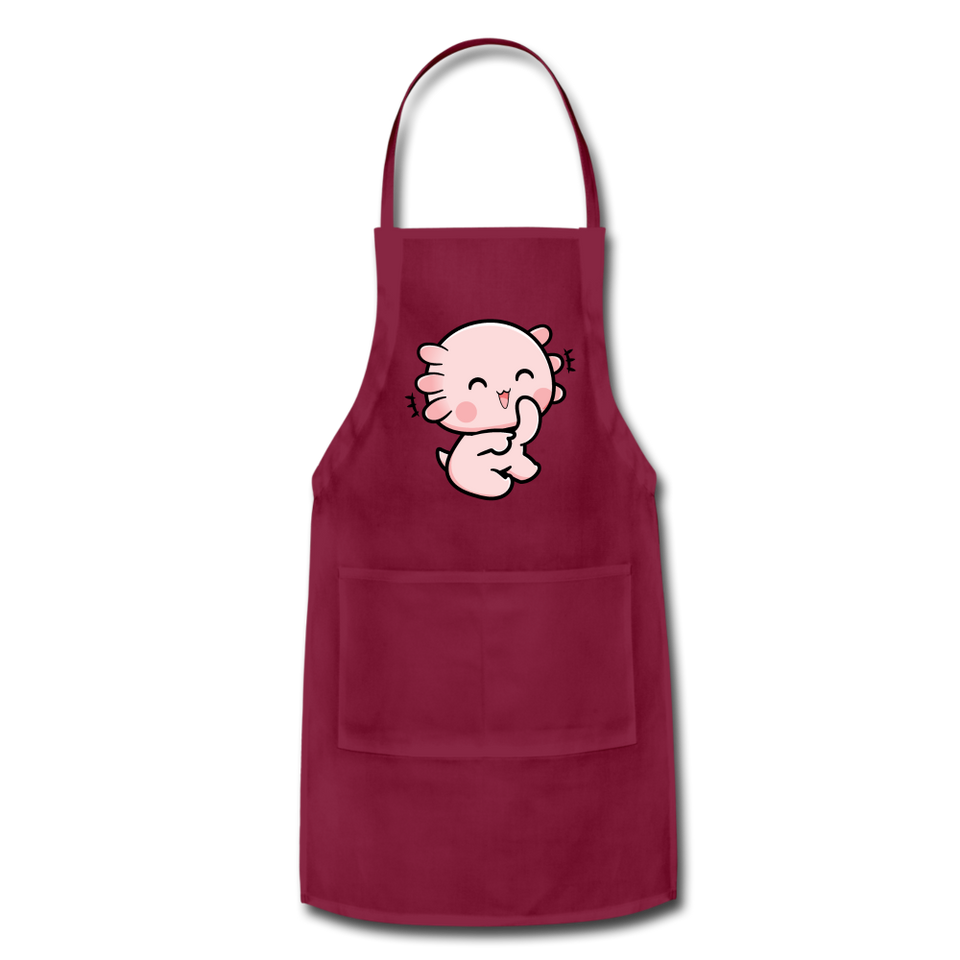 Cute Axolotl Apron Axolotl Lovers Gift Adjustable Apron - burgundy