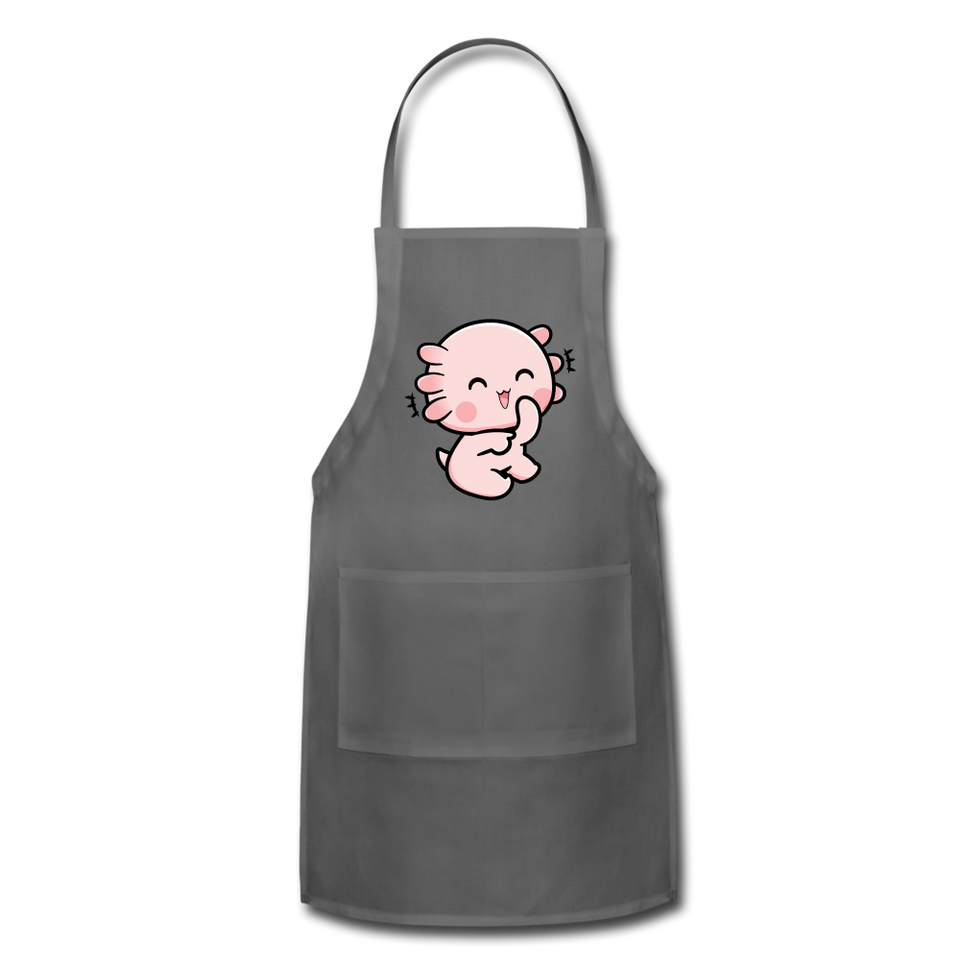 Cute Axolotl Apron Axolotl Lovers Gift Adjustable Apron - charcoal