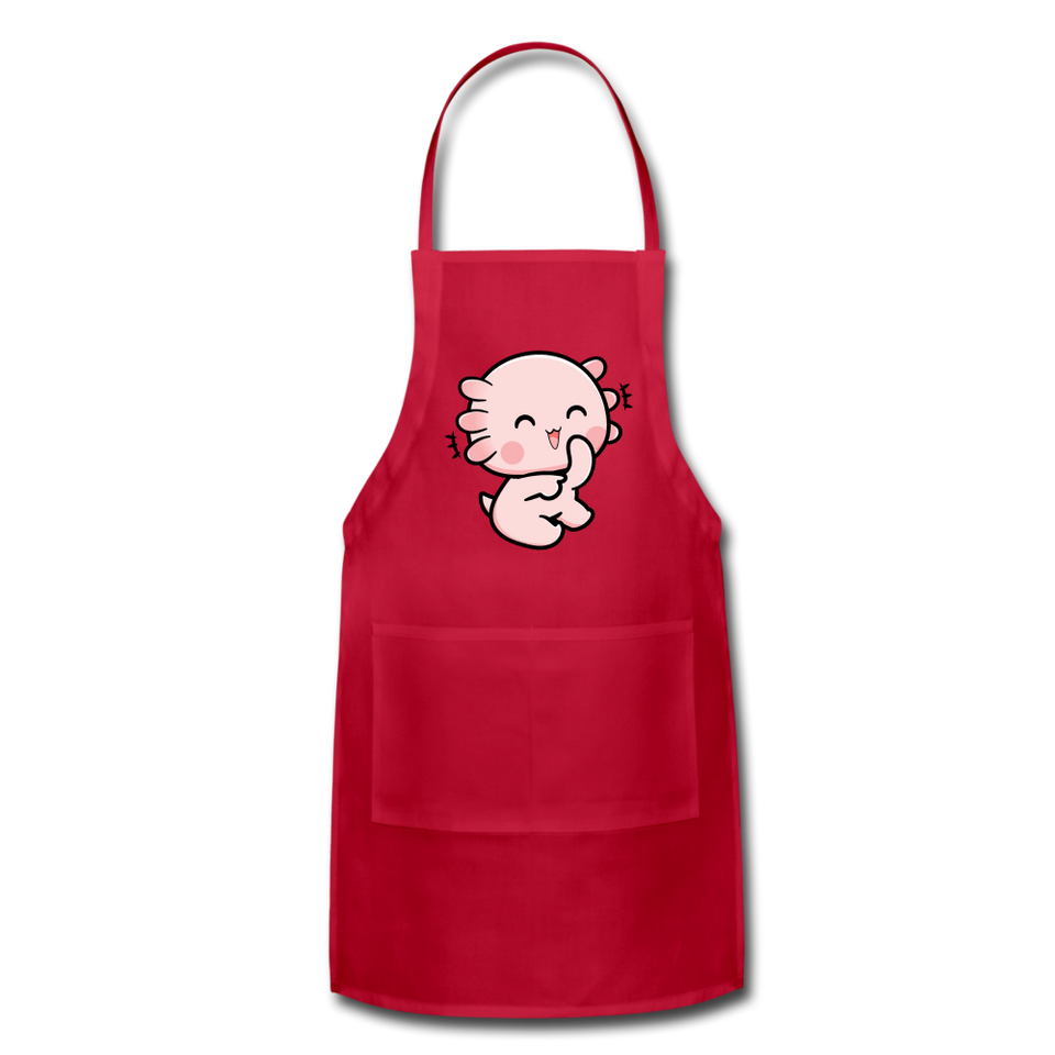 Cute Axolotl Apron Axolotl Lovers Gift Adjustable Apron - red