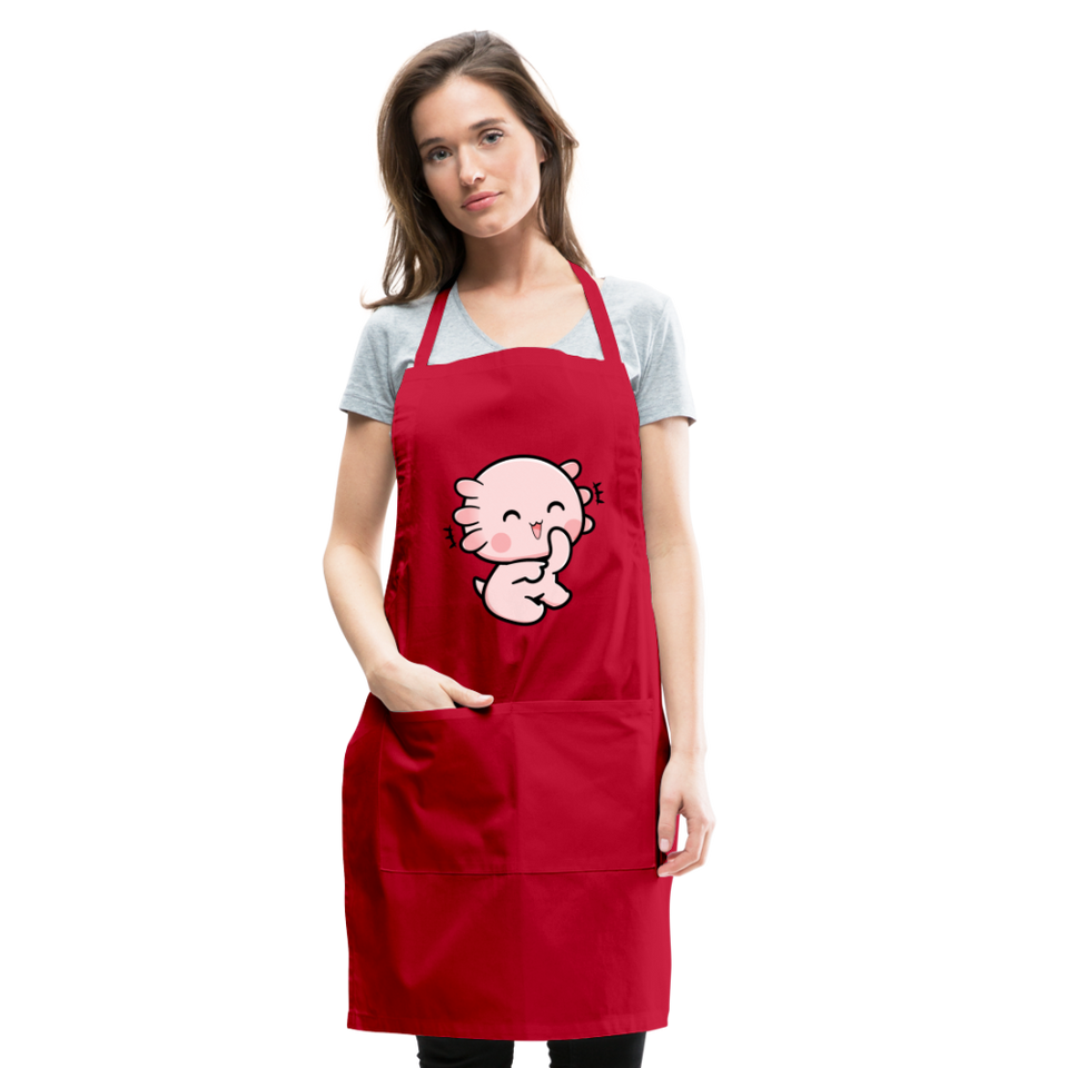 Cute Axolotl Apron Axolotl Lovers Gift Adjustable Apron - red