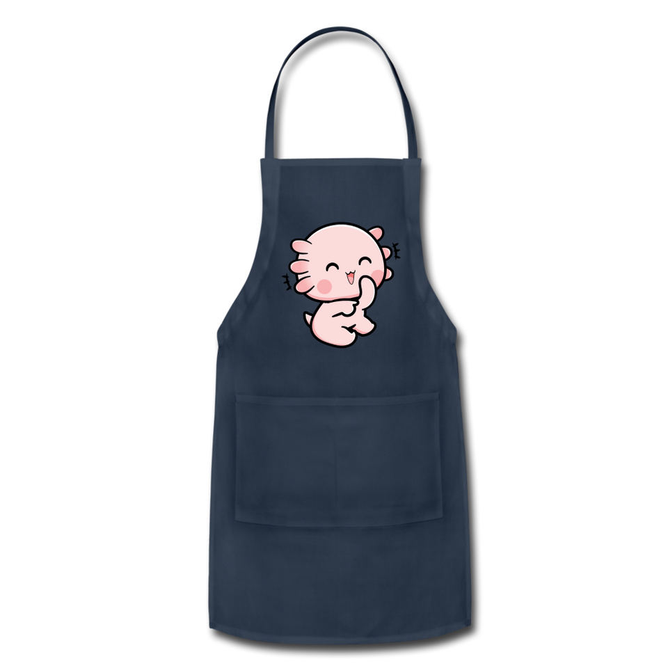 Cute Axolotl Apron Axolotl Lovers Gift Adjustable Apron - navy