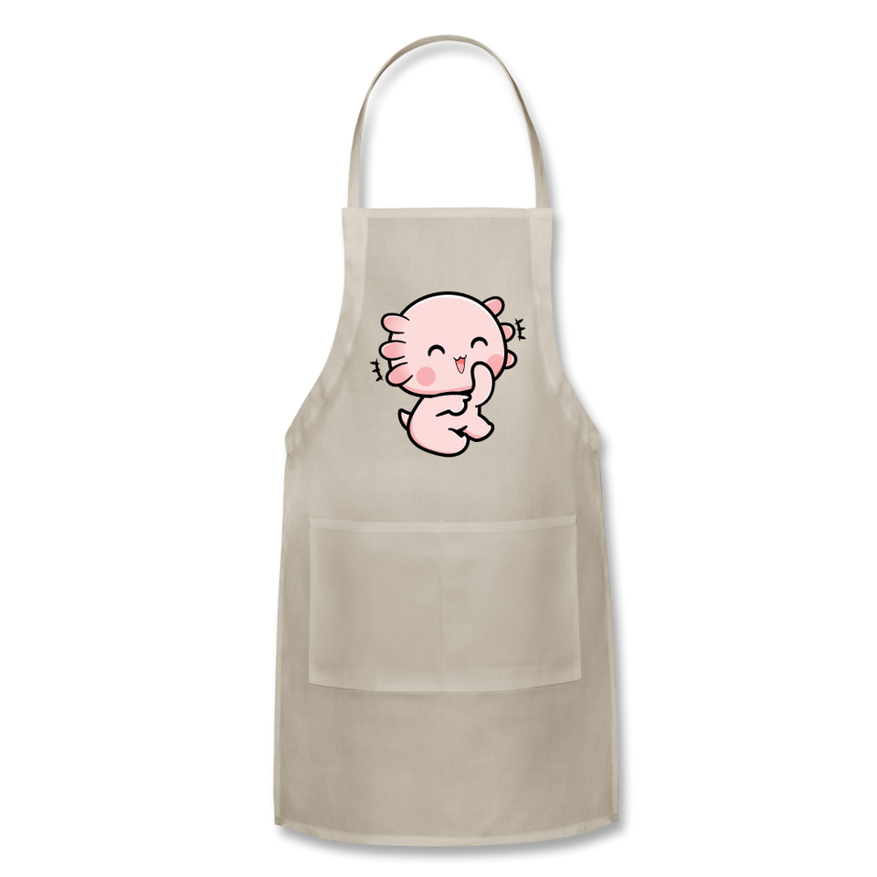 Cute Axolotl Apron Axolotl Lovers Gift Adjustable Apron - natural