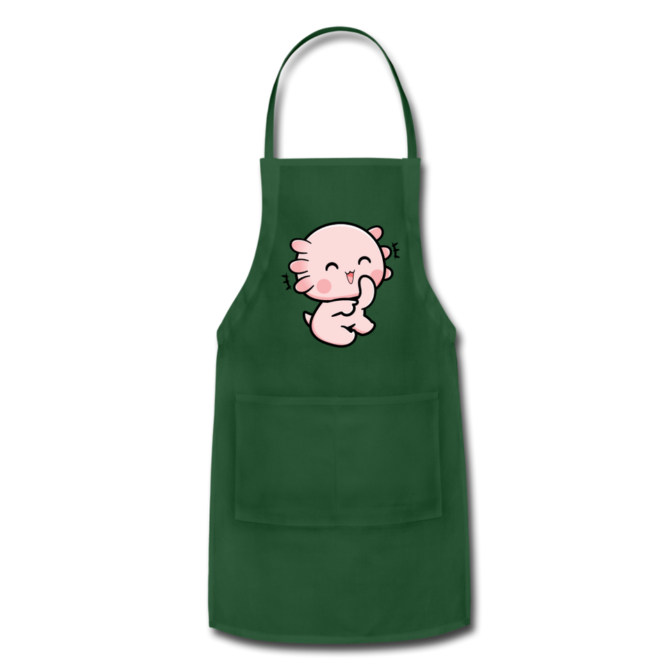 Cute Axolotl Apron Axolotl Lovers Gift Adjustable Apron - forest green
