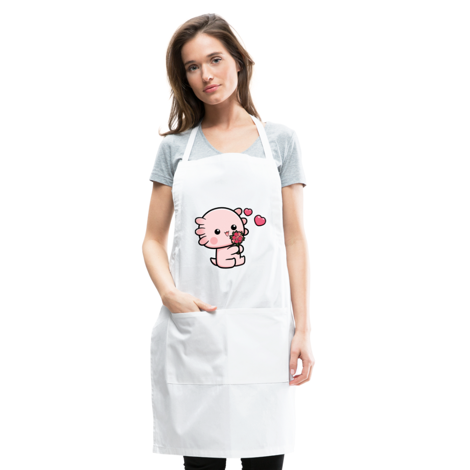 Cute Axolotl Apron Axolotl Lovers Gift Adjustable Apron - white
