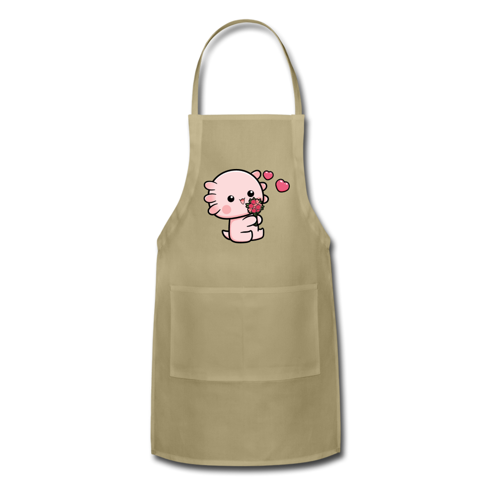 Cute Axolotl Apron Axolotl Lovers Gift Adjustable Apron - khaki