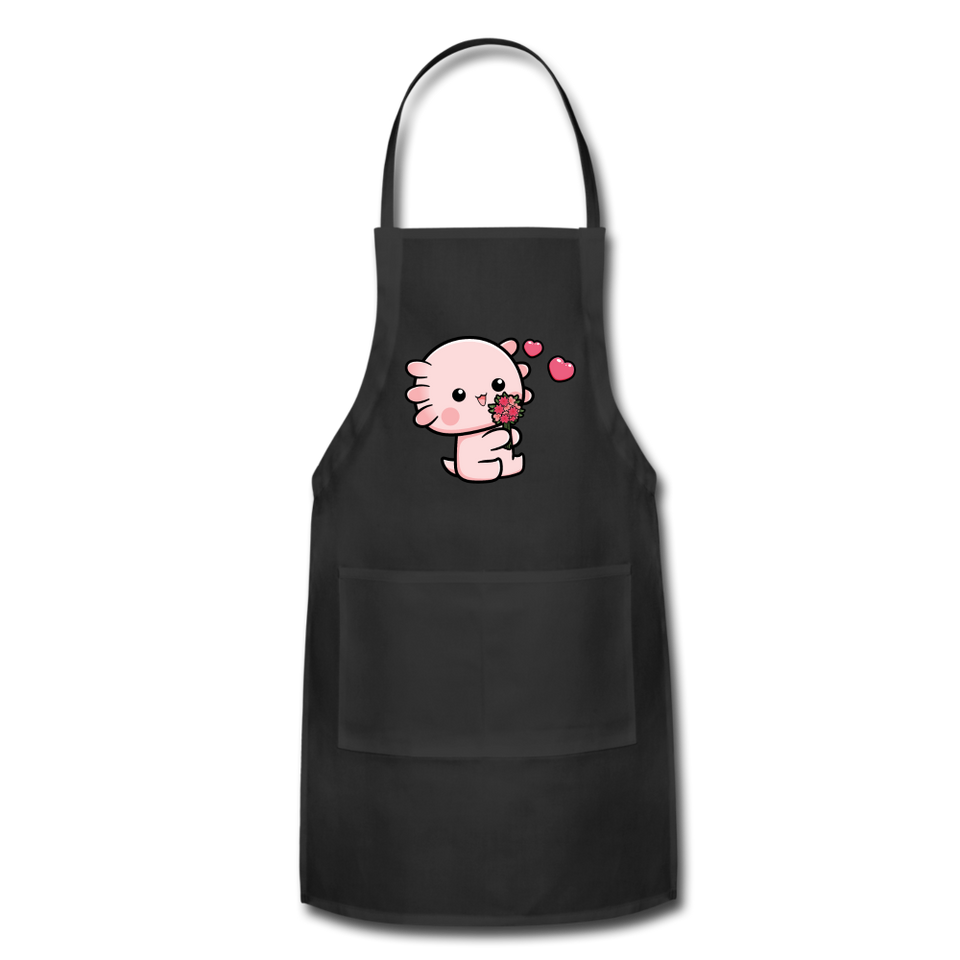 Cute Axolotl Apron Axolotl Lovers Gift Adjustable Apron - black