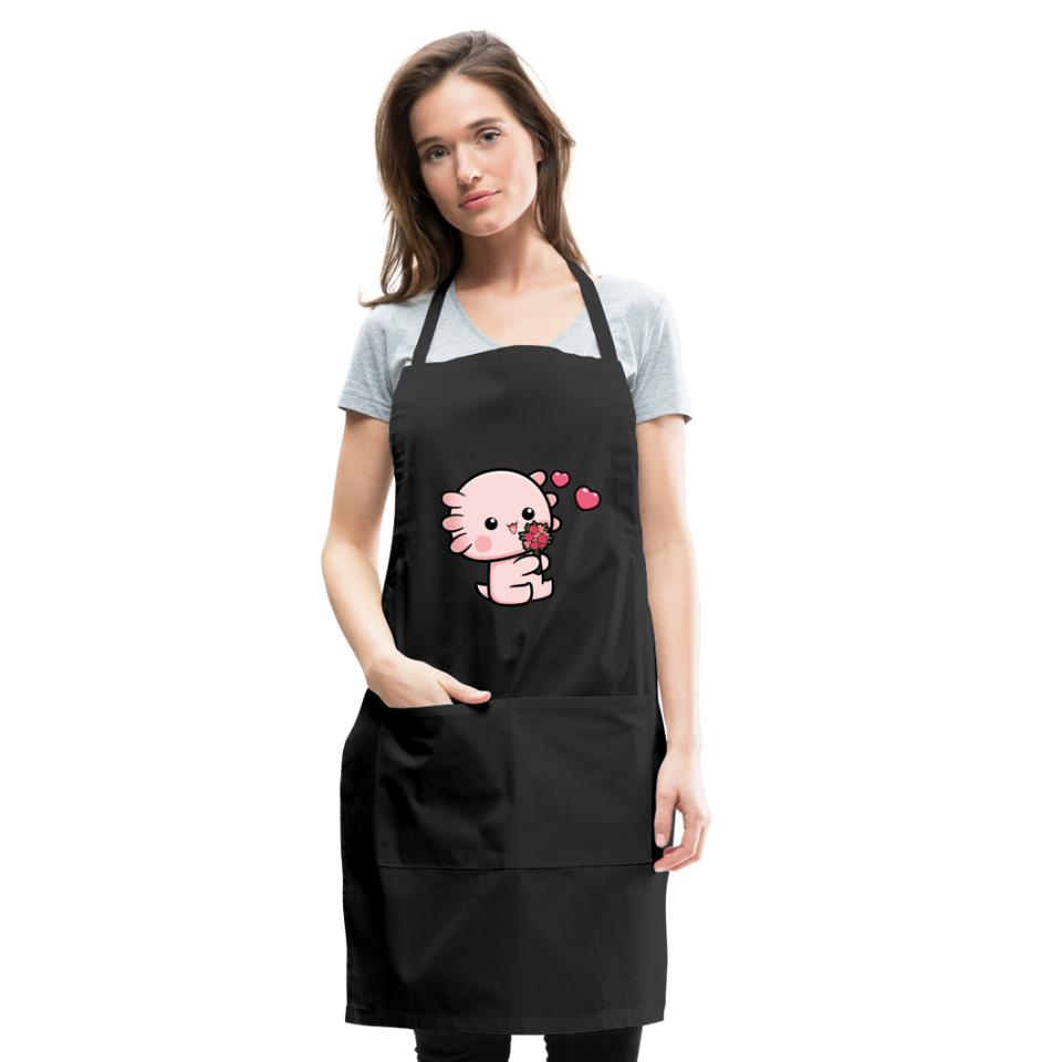 Cute Axolotl Apron Axolotl Lovers Gift Adjustable Apron - black