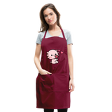 Cute Axolotl Apron Axolotl Lovers Gift Adjustable Apron - burgundy