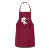 Cute Axolotl Apron Axolotl Lovers Gift Adjustable Apron - burgundy