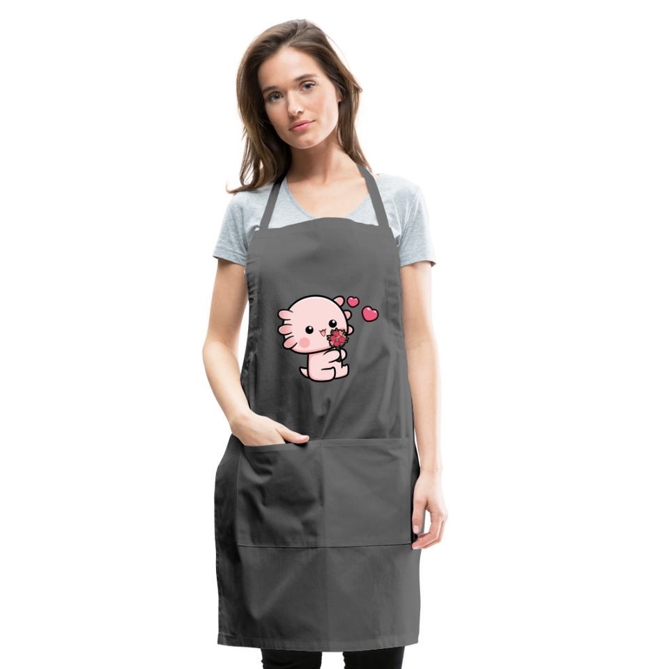 Cute Axolotl Apron Axolotl Lovers Gift Adjustable Apron - charcoal