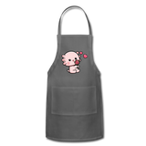 Cute Axolotl Apron Axolotl Lovers Gift Adjustable Apron - charcoal