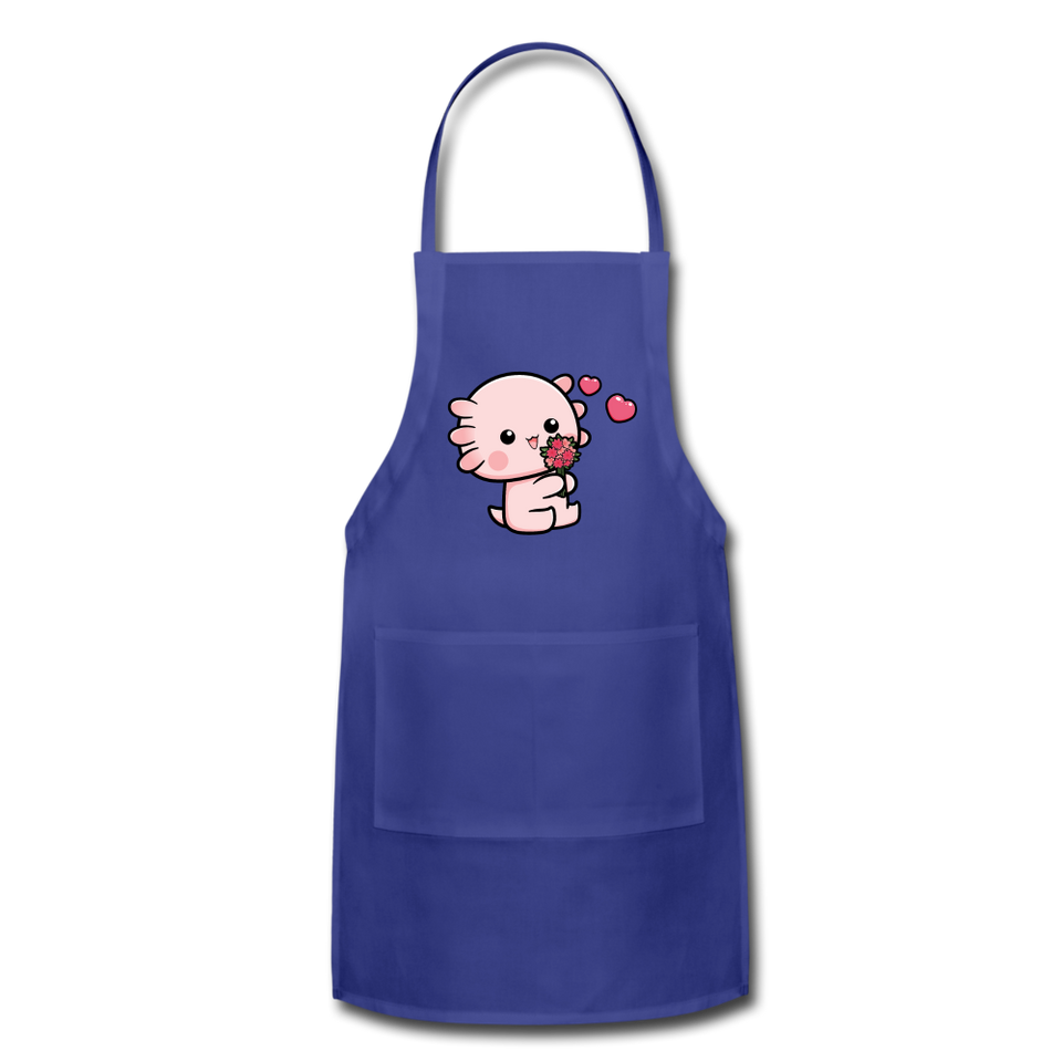 Cute Axolotl Apron Axolotl Lovers Gift Adjustable Apron - royal blue