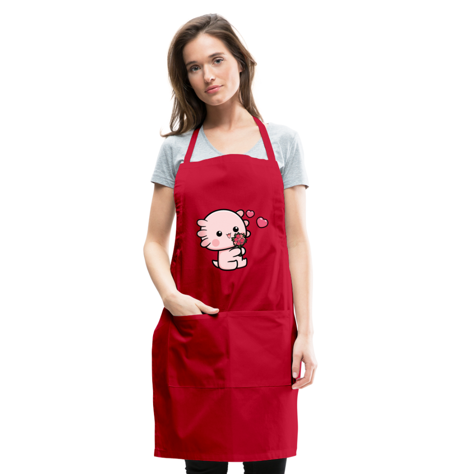 Cute Axolotl Apron Axolotl Lovers Gift Adjustable Apron - red