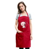 Cute Axolotl Apron Axolotl Lovers Gift Adjustable Apron - red