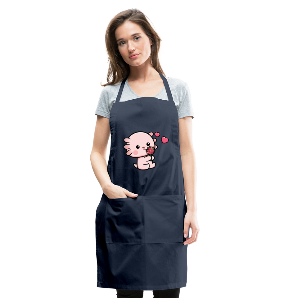 Cute Axolotl Apron Axolotl Lovers Gift Adjustable Apron - navy