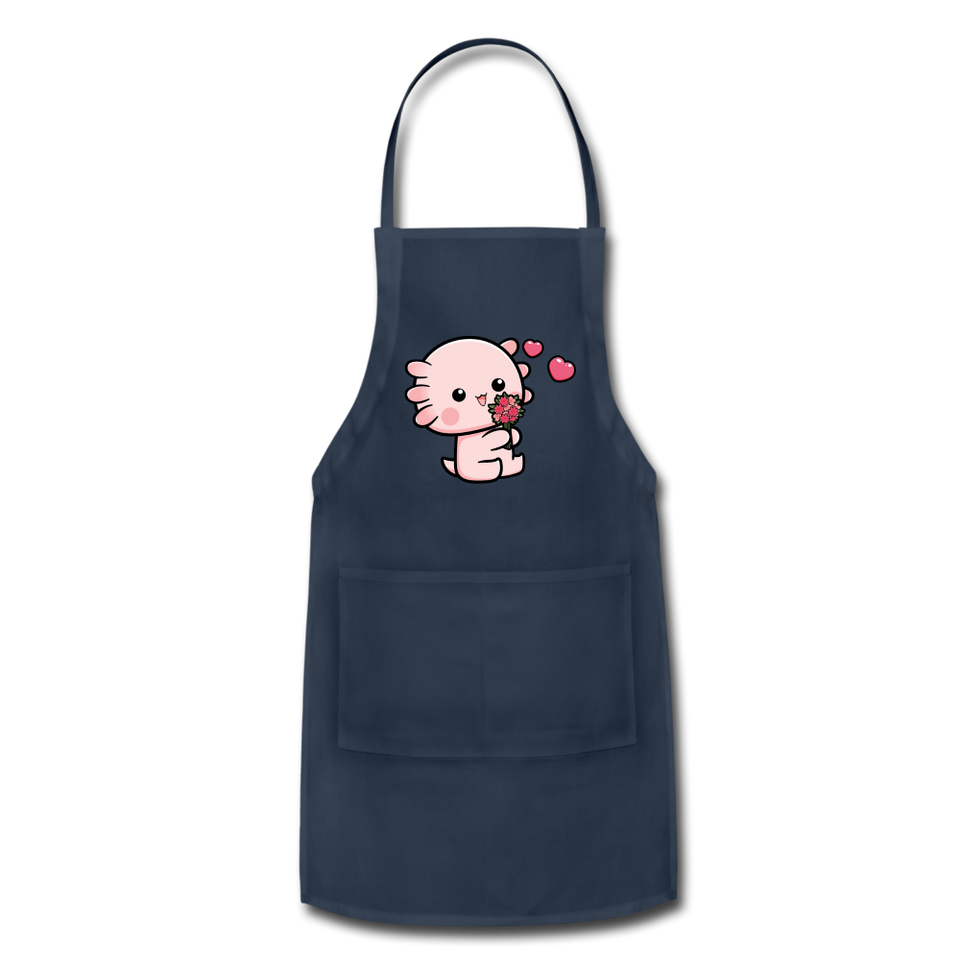 Cute Axolotl Apron Axolotl Lovers Gift Adjustable Apron - navy