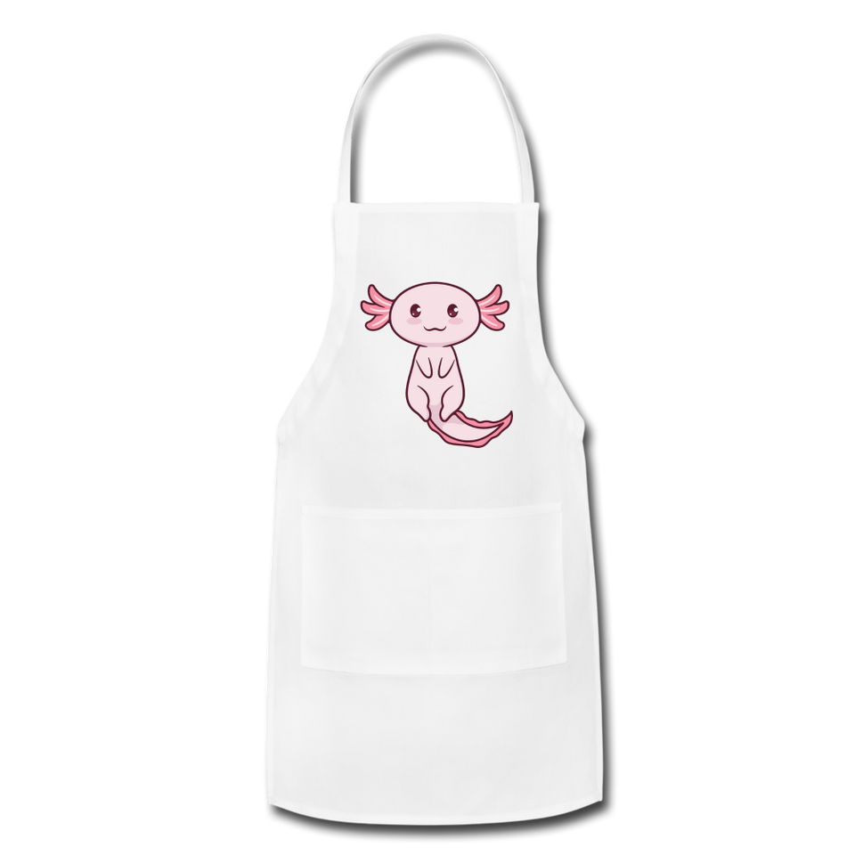 Cute Axolotl Apron Axolotl Lovers Gift Adjustable Apron - white