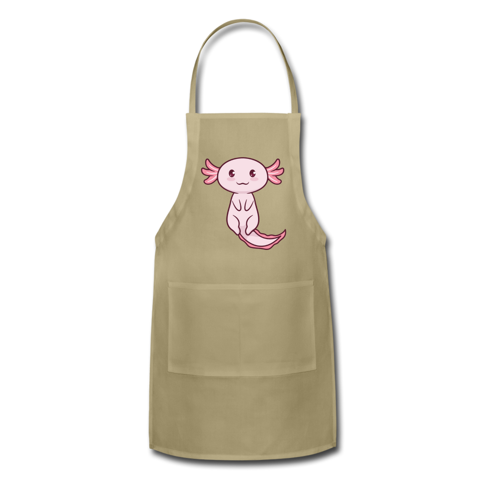 Cute Axolotl Apron Axolotl Lovers Gift Adjustable Apron - khaki
