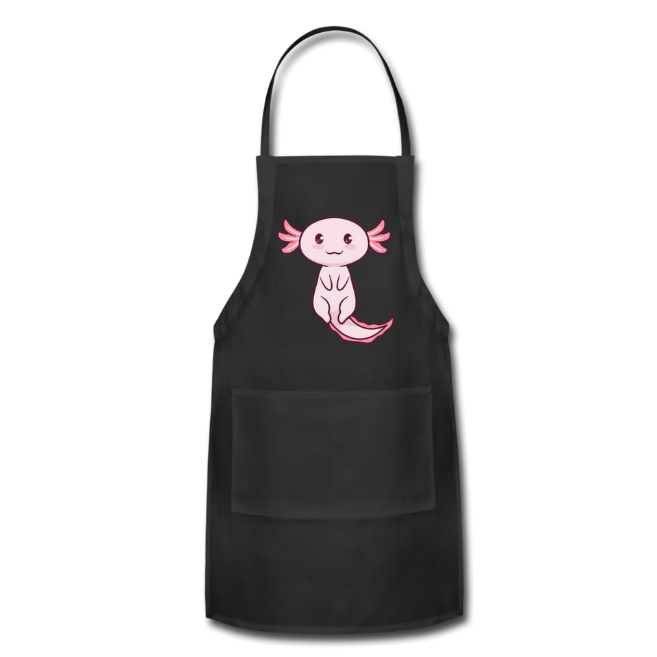 Cute Axolotl Apron Axolotl Lovers Gift Adjustable Apron - black