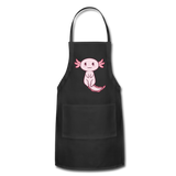 Cute Axolotl Apron Axolotl Lovers Gift Adjustable Apron - black