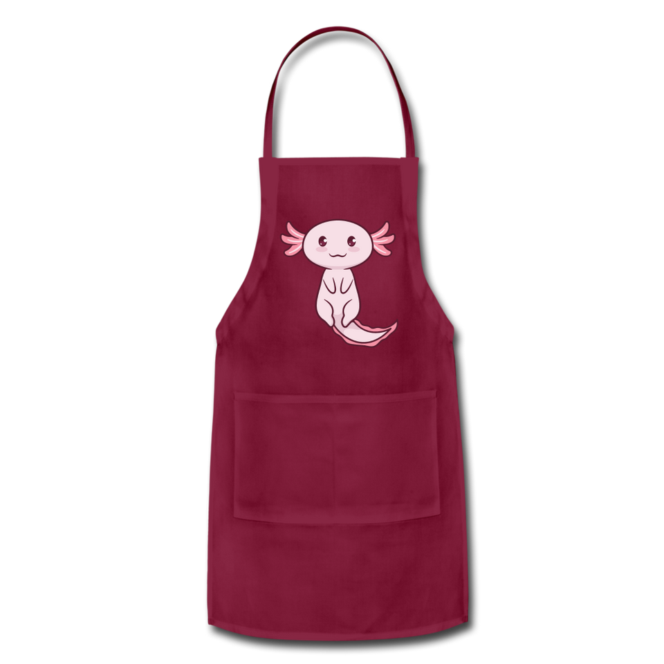 Cute Axolotl Apron Axolotl Lovers Gift Adjustable Apron - burgundy