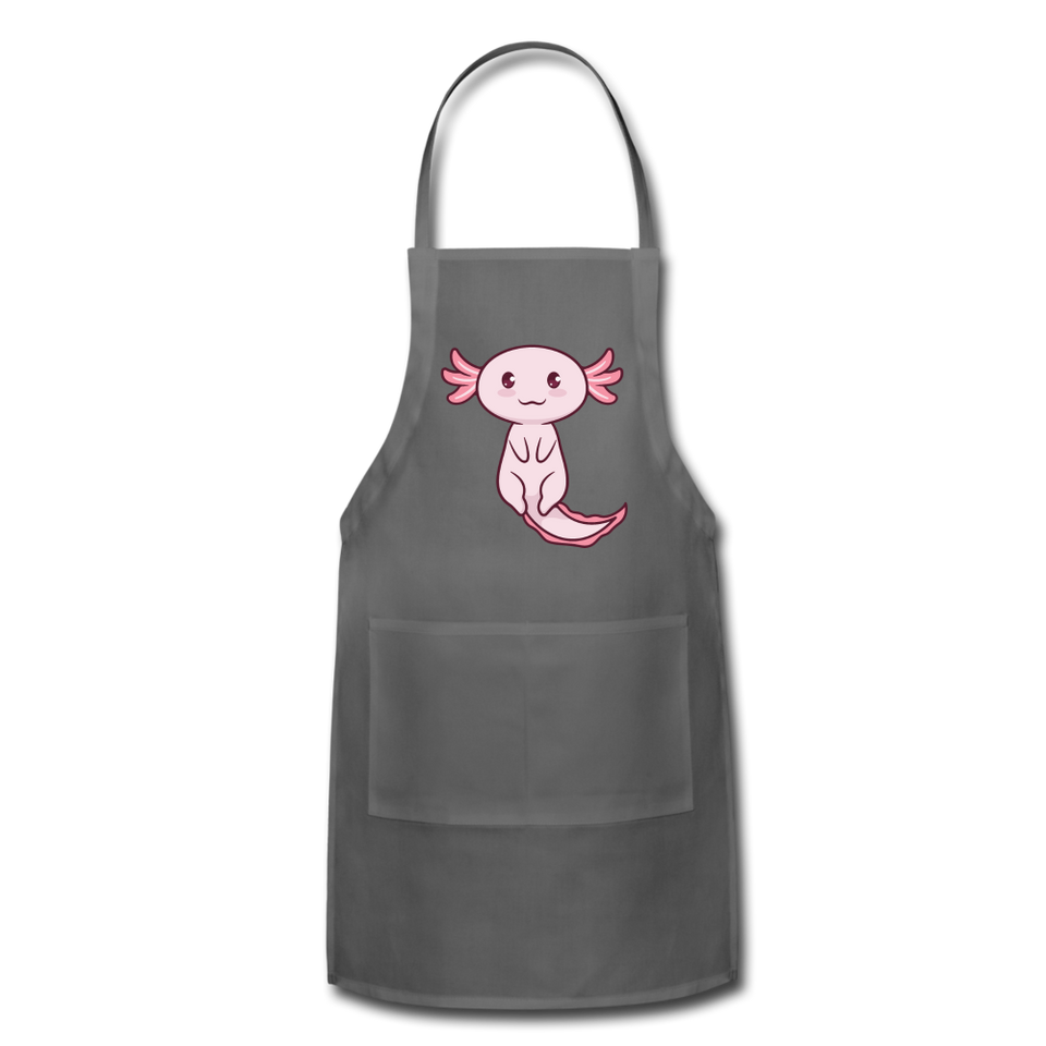 Cute Axolotl Apron Axolotl Lovers Gift Adjustable Apron - charcoal
