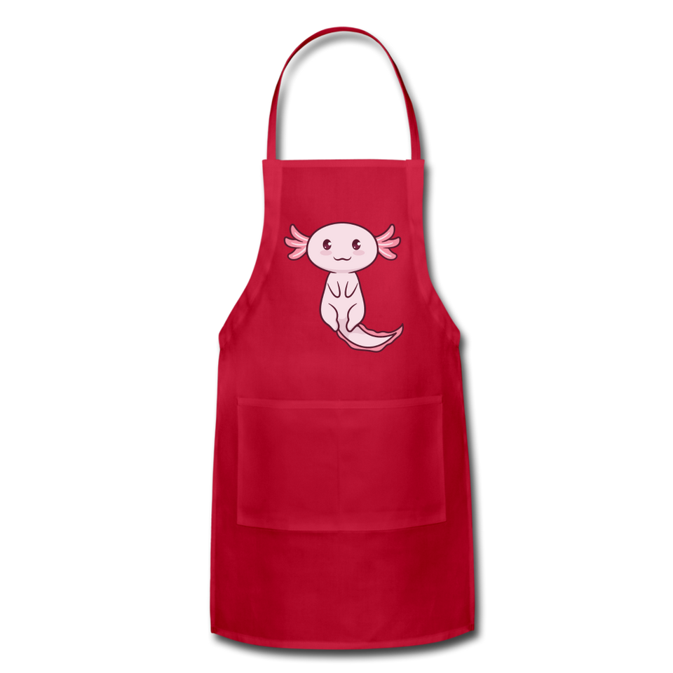 Cute Axolotl Apron Axolotl Lovers Gift Adjustable Apron - red