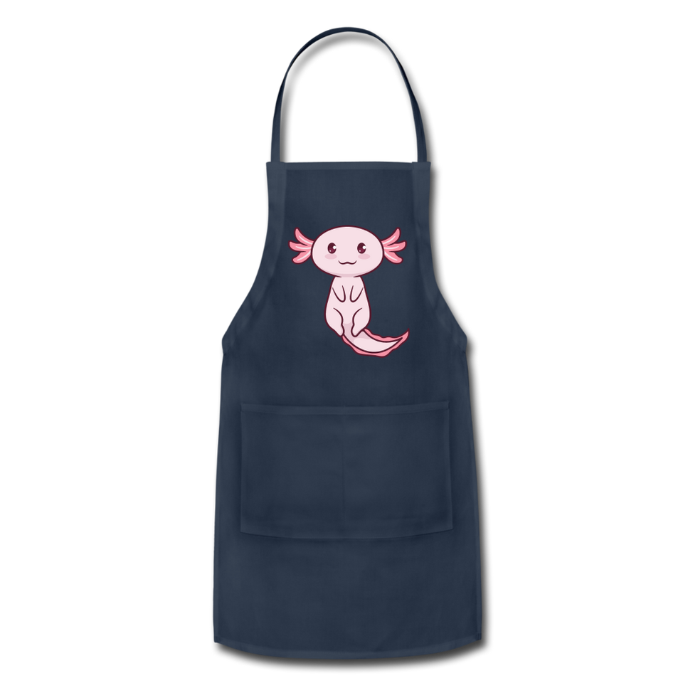 Cute Axolotl Apron Axolotl Lovers Gift Adjustable Apron - navy