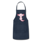 Cute Axolotl Apron Axolotl Lovers Gift Adjustable Apron - navy