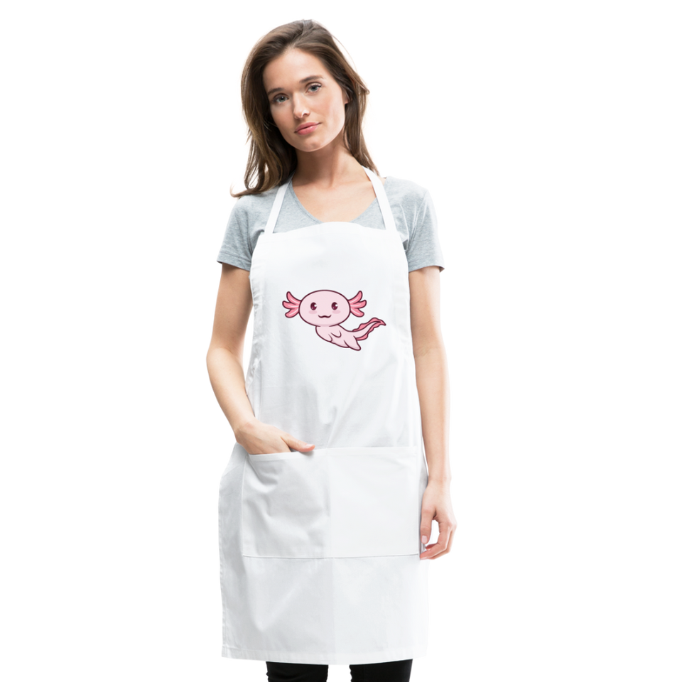Cute Axolotl Apron Axolotl Lovers Gift Adjustable Apron - white