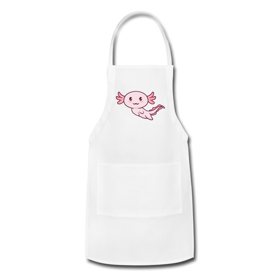 Cute Axolotl Apron Axolotl Lovers Gift Adjustable Apron - white