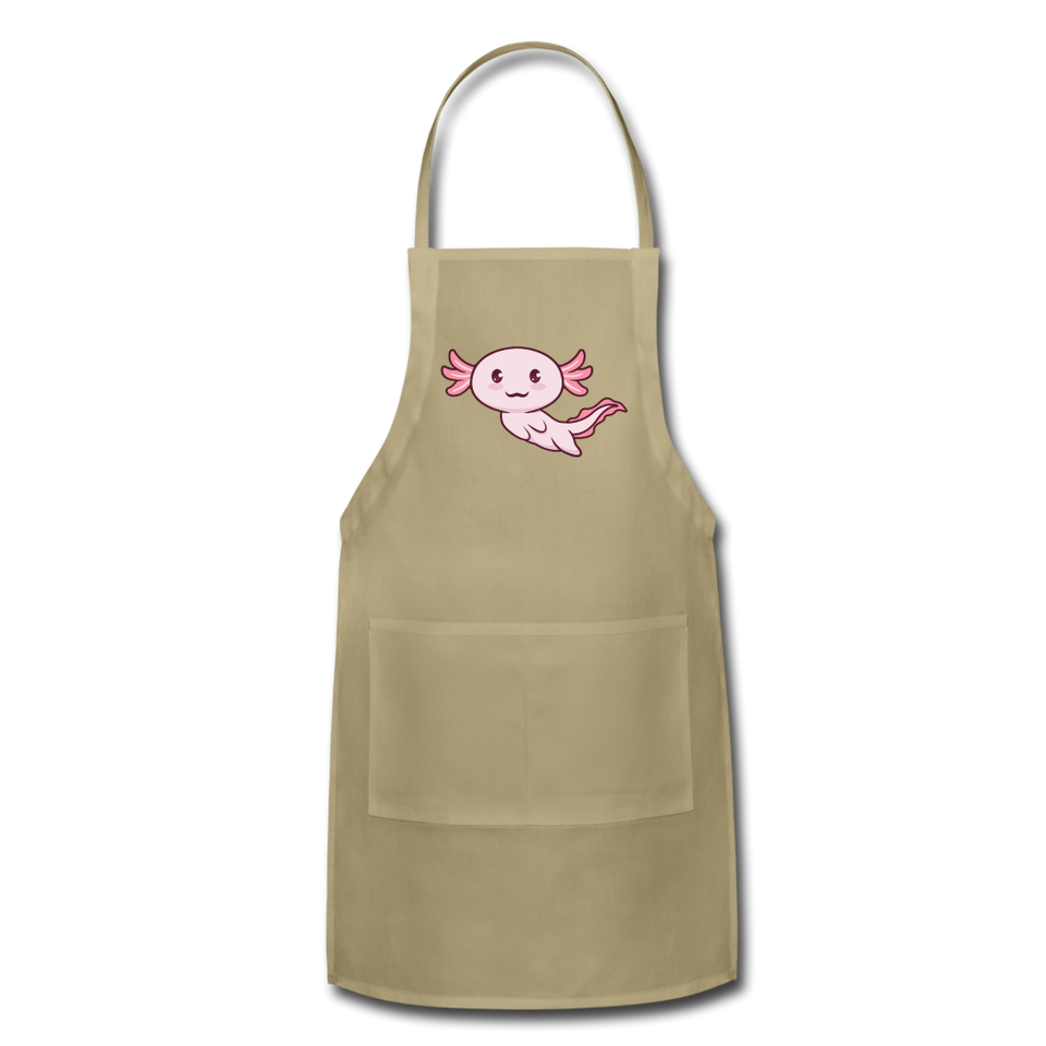 Cute Axolotl Apron Axolotl Lovers Gift Adjustable Apron - khaki