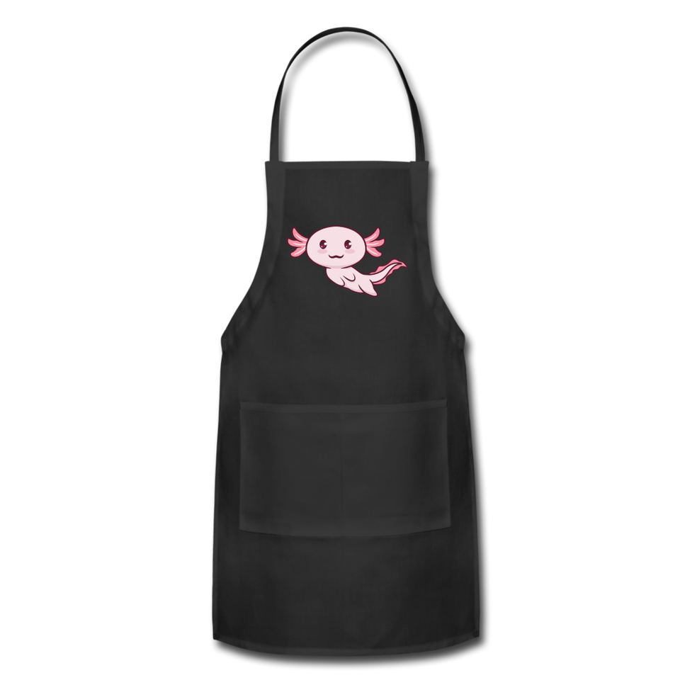 Cute Axolotl Apron Axolotl Lovers Gift Adjustable Apron - black