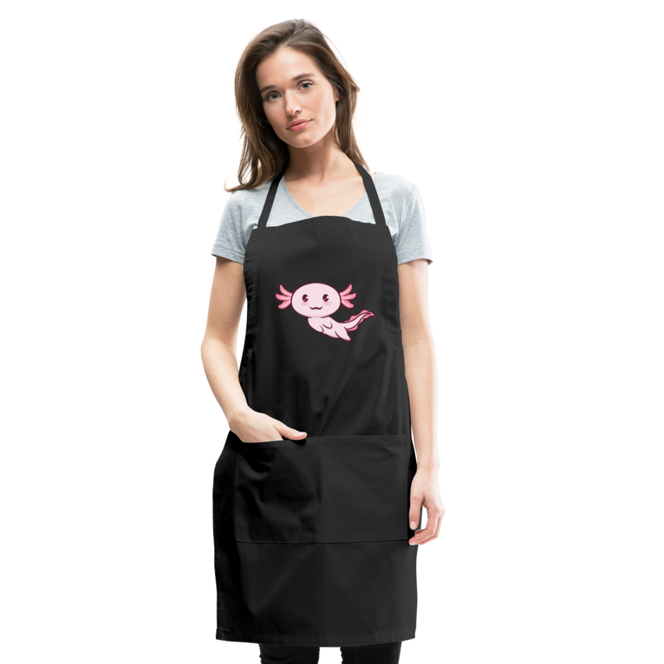 Cute Axolotl Apron Axolotl Lovers Gift Adjustable Apron - black