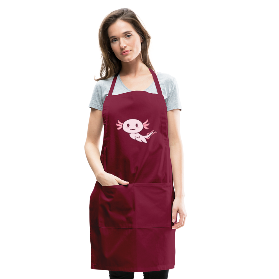 Cute Axolotl Apron Axolotl Lovers Gift Adjustable Apron - burgundy