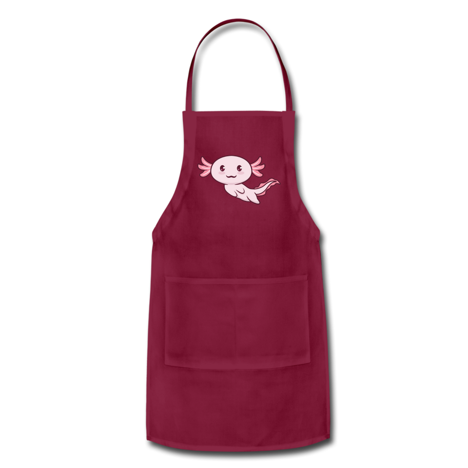 Cute Axolotl Apron Axolotl Lovers Gift Adjustable Apron - burgundy