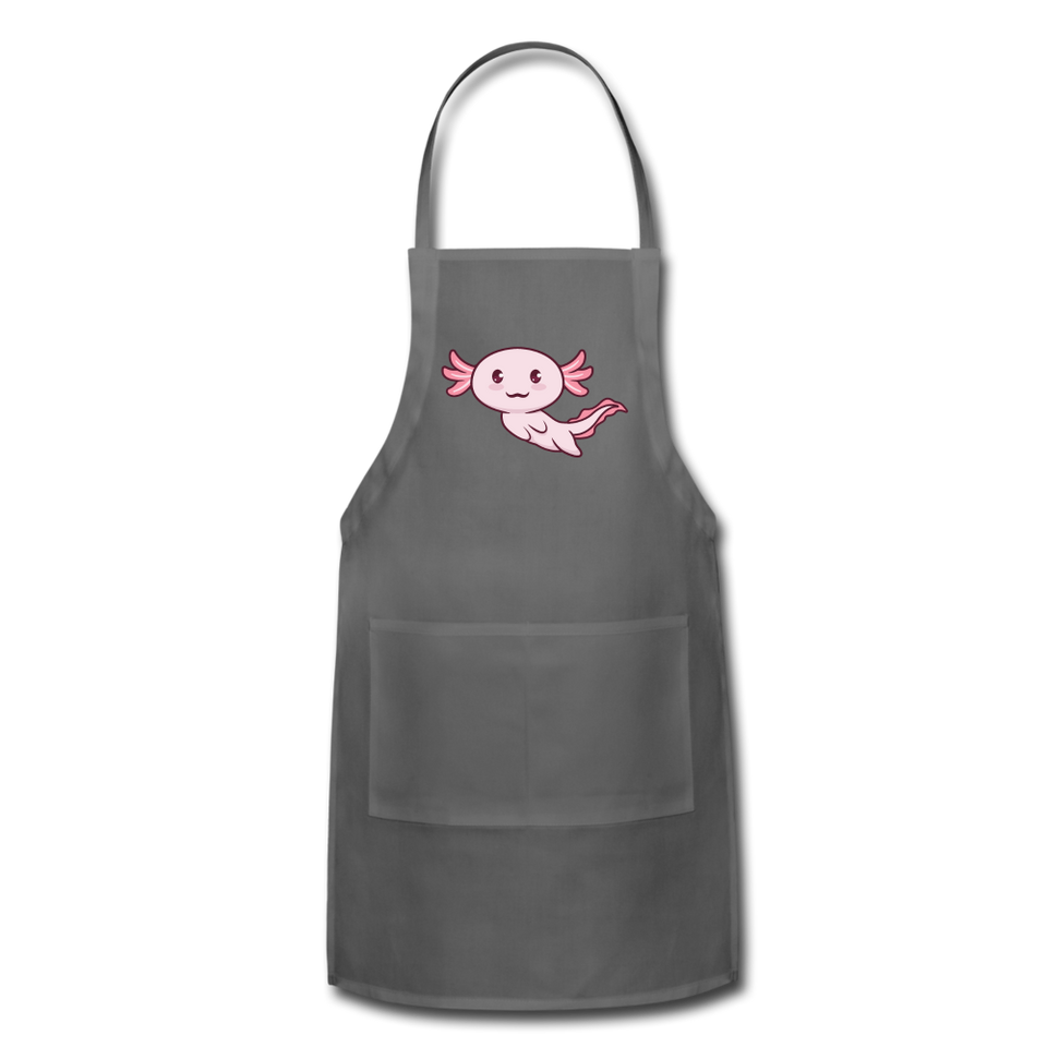 Cute Axolotl Apron Axolotl Lovers Gift Adjustable Apron - charcoal
