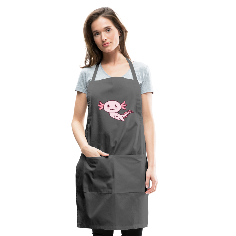 Cute Axolotl Apron Axolotl Lovers Gift Adjustable Apron - charcoal