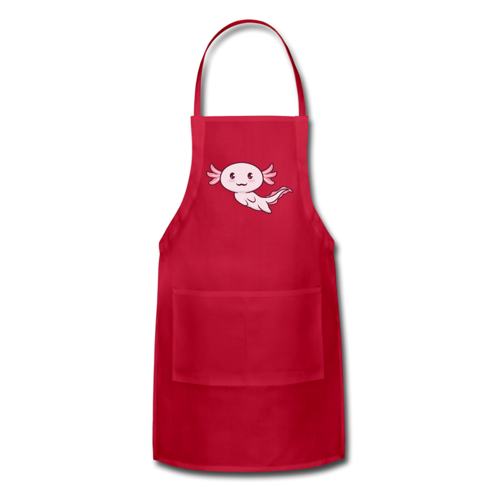Cute Axolotl Apron Axolotl Lovers Gift Adjustable Apron - red