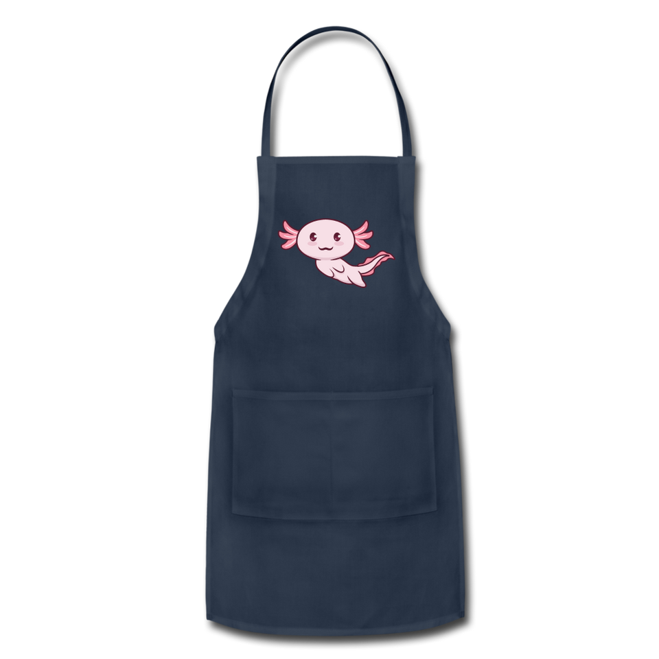 Cute Axolotl Apron Axolotl Lovers Gift Adjustable Apron - navy