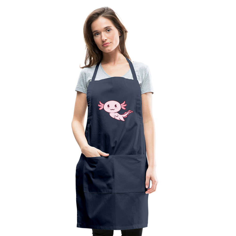 Cute Axolotl Apron Axolotl Lovers Gift Adjustable Apron - navy