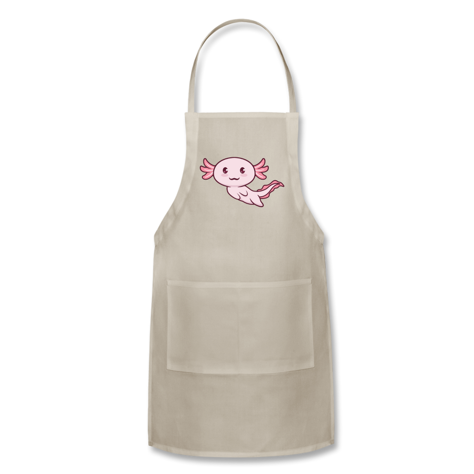 Cute Axolotl Apron Axolotl Lovers Gift Adjustable Apron - natural
