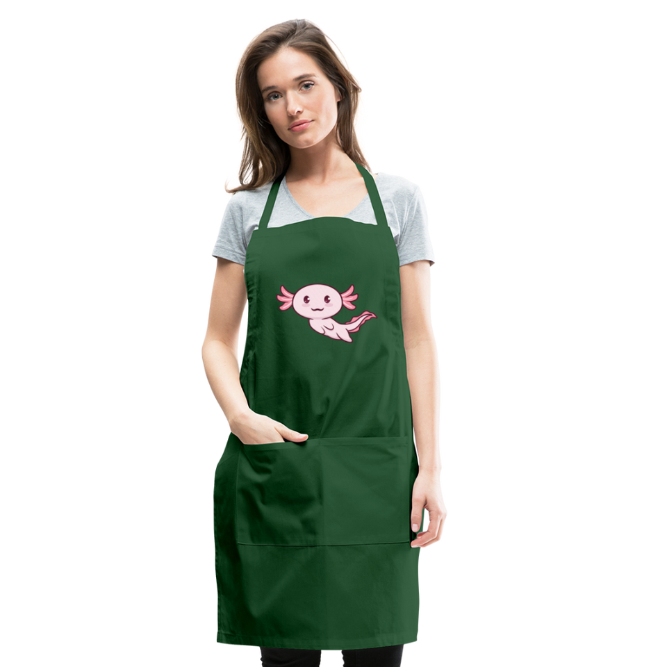 Cute Axolotl Apron Axolotl Lovers Gift Adjustable Apron - forest green