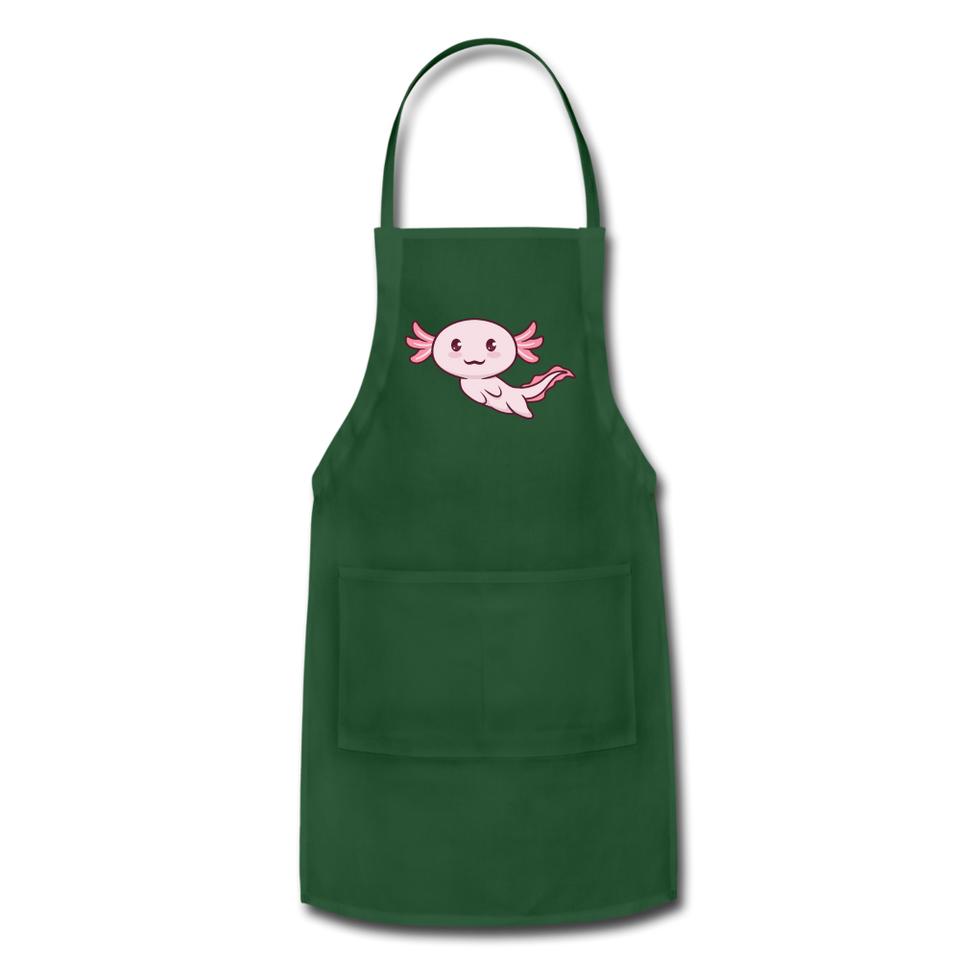 Cute Axolotl Apron Axolotl Lovers Gift Adjustable Apron - forest green