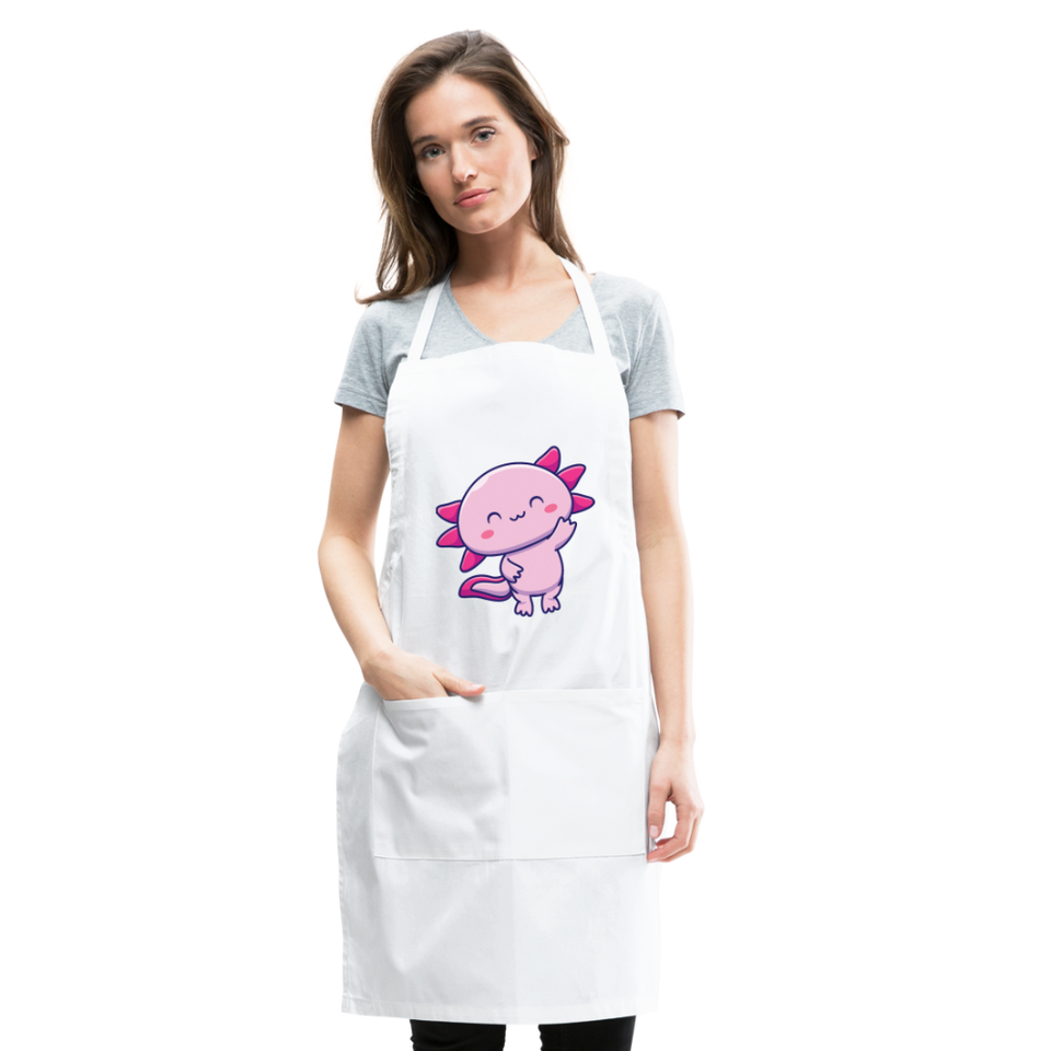 Cute Axolotl Apron Axolotl Lovers Gift Adjustable Apron - white