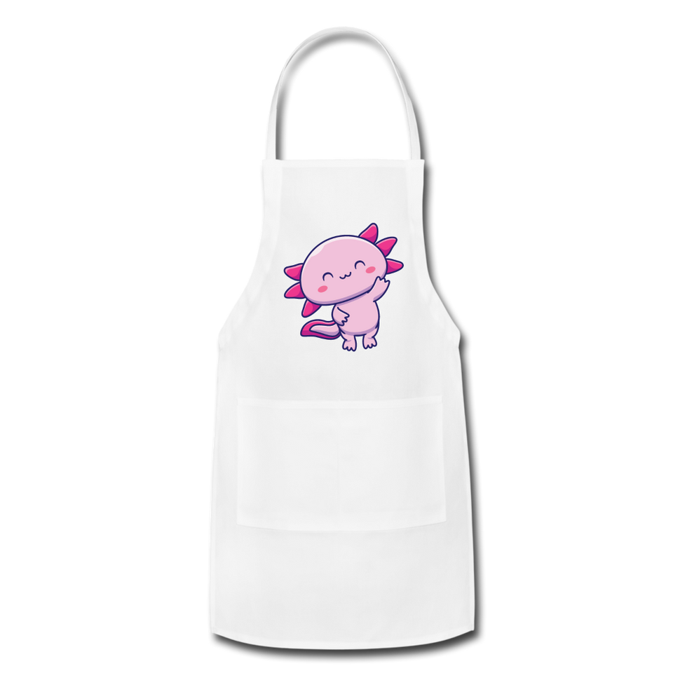Cute Axolotl Apron Axolotl Lovers Gift Adjustable Apron - white