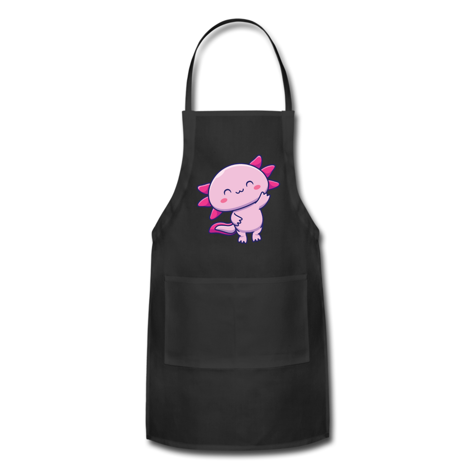Cute Axolotl Apron Axolotl Lovers Gift Adjustable Apron - black