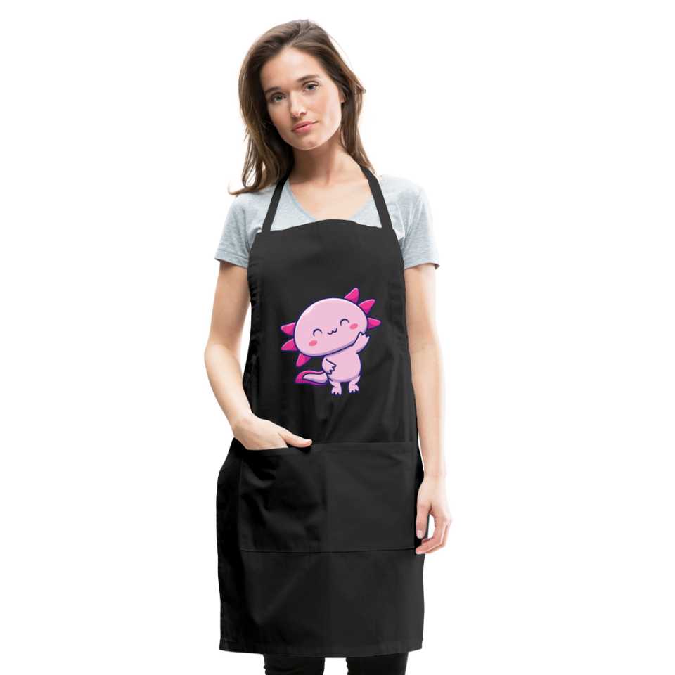 Cute Axolotl Apron Axolotl Lovers Gift Adjustable Apron - black