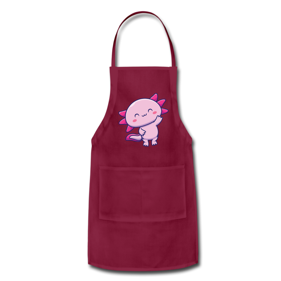 Cute Axolotl Apron Axolotl Lovers Gift Adjustable Apron - burgundy